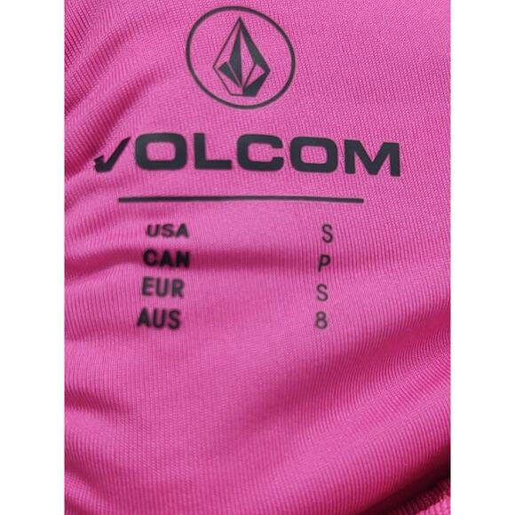 Nwt Volcom Women's bathing suit bottoms broken lines full small pink striped - Picture 3 of 5